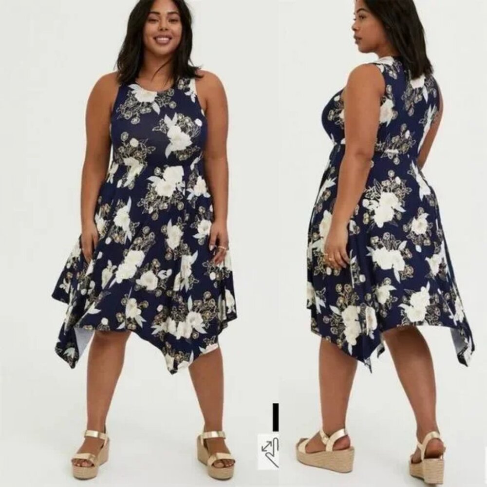 Torrid Super Soft Skater Dress in Metallic Navy